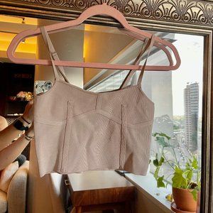 Zara Cream / Tan Structured Crop Top Sz Small